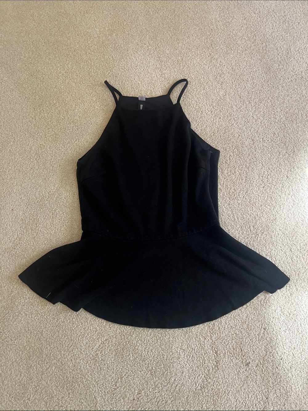 Black suede Peplum Halter Tank Top by design lab XS